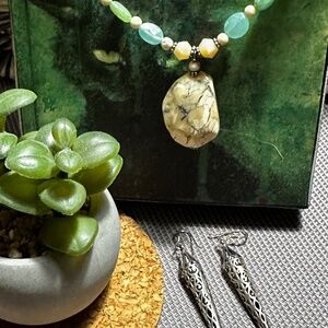 Sterling Silver earrings with necklace Jewelry Bundle
